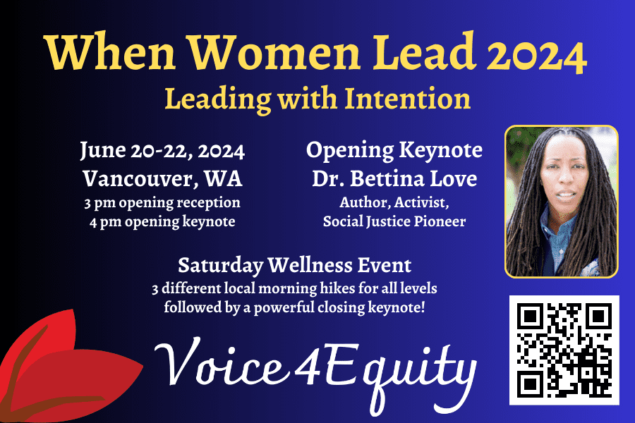 Bettina Love, headline speaker for Voice4Equity's When Women Lead summit