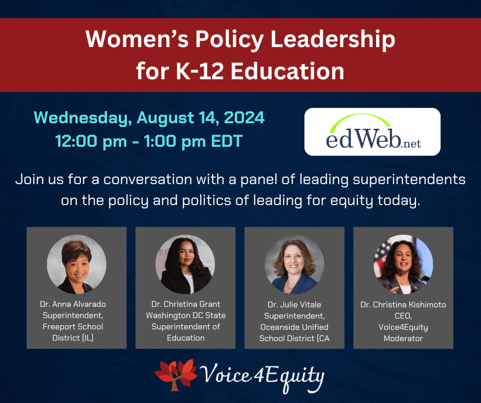Join Voice4Equity on EdWeb.net for a discussion on women's policy leadership in K12 education