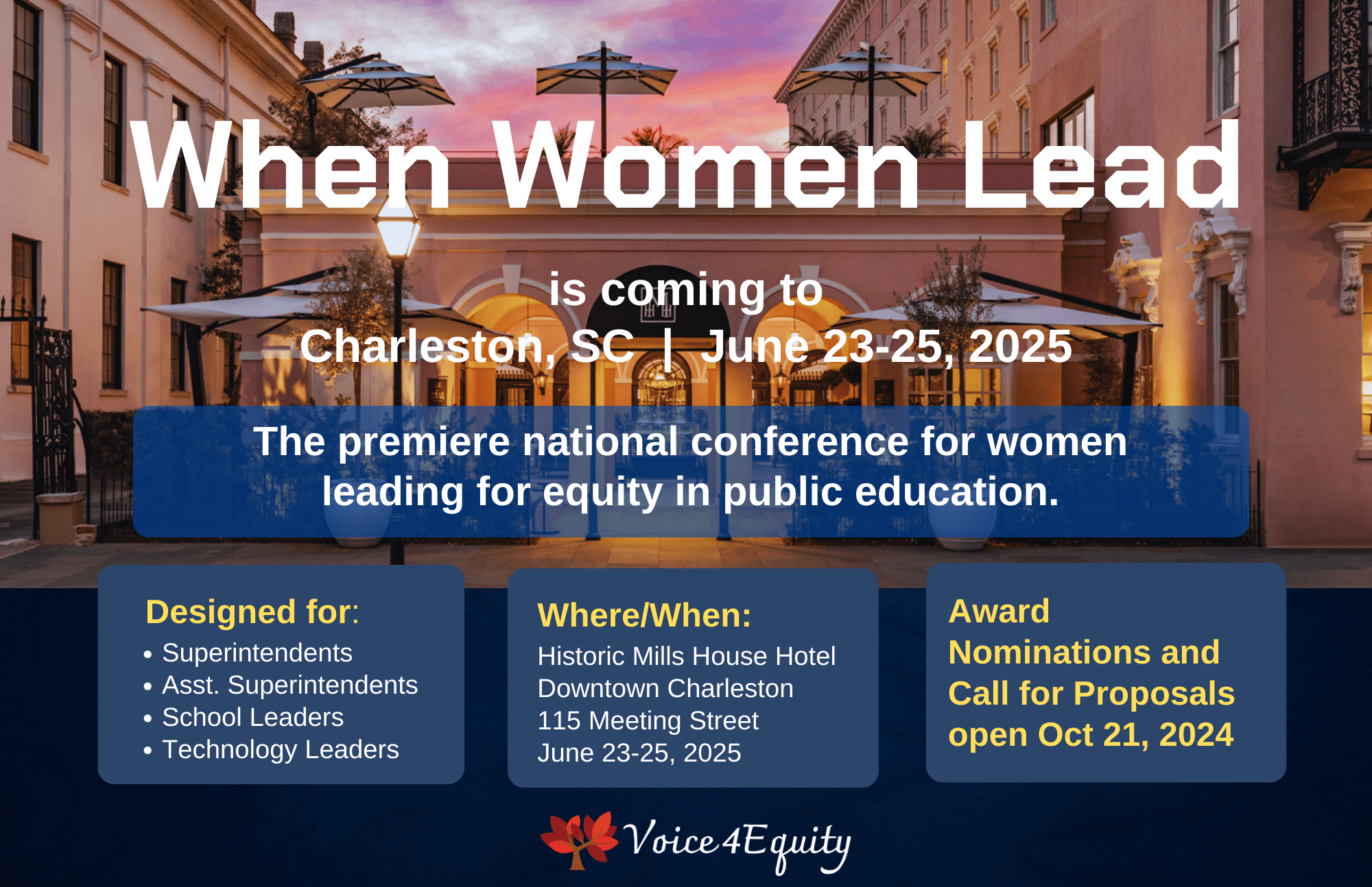 When Women Lead by Voice4Equity is coming to Charleston SC June 23-25, 2025